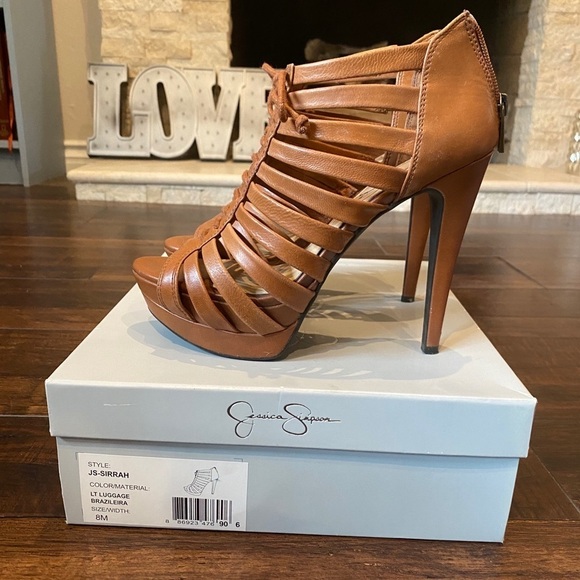 Jessica Simpson peep toe strappy heels - Picture 2 of 5
